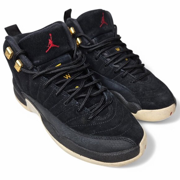 Nike Jordan 12 Retro Suede Sneakers Youth Reverse Taxi Basketball Mid Top 6Y